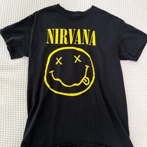 NIRVANA Black Tee with Yellow Print